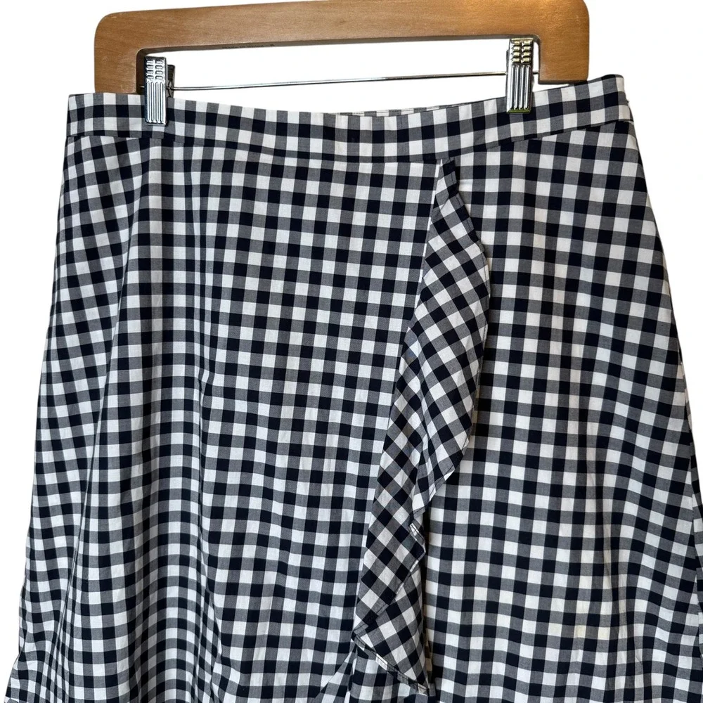 Talbots Gingham Ruffle Midi Skirt Black White NEW size 12 - Picture 3 of 8